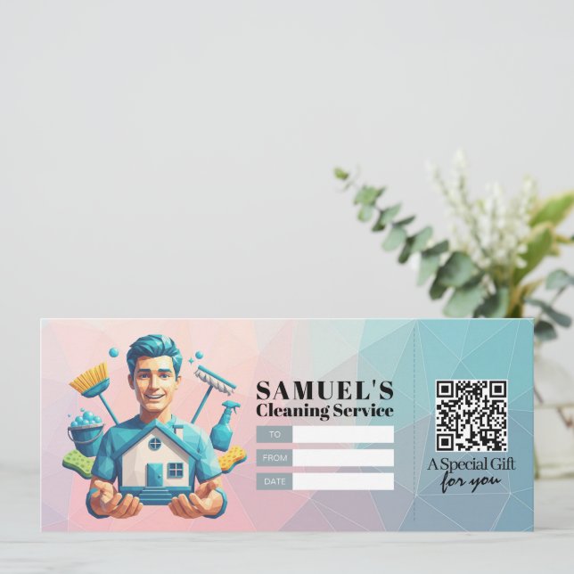 House Cleaning Services Gift Certificate Voucher Einladung (Stehend Vorderseite)