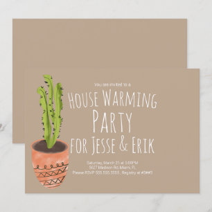 House Erwärmung Party Haus Pflanze Handgezeichnet Einladung