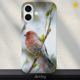 House Finch Bird Painting Individuelle Name iPhone 16 Hülle