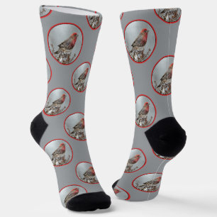 House Finch im Winter Snow Original Foto Socken