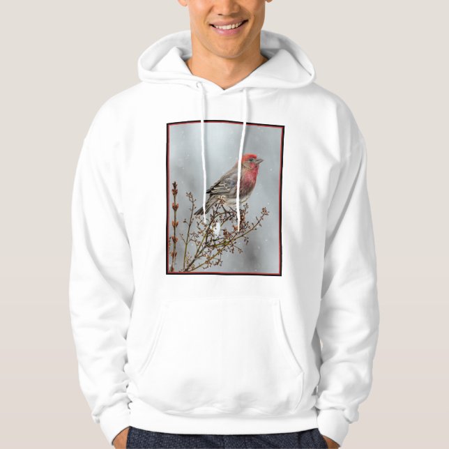 House Finch in Snow - Original Foto Hoodie (Vorderseite)