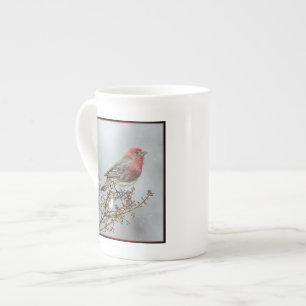 House Finch in Snow - Original Foto Prozellantasse