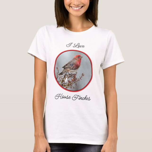 House Finch in Snow - Original Foto T-Shirt (Vorderseite)