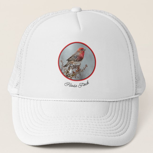 House Finch in Snow - Original Foto Truckerkappe (Vorderseite)