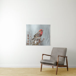 House Finch in Snow - Original Foto Wandteppich