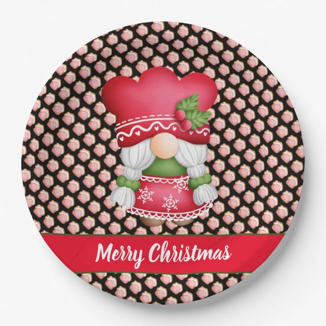 House Gnome Anpassen von Farbe und Text Pappteller (Vorderseite)