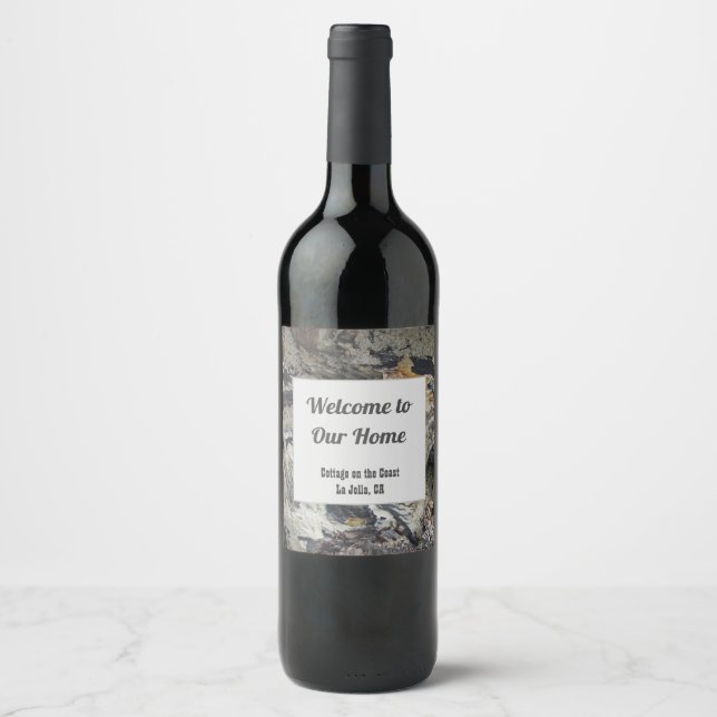 House Guest Welcome Beach Vacation Driftwood Weinetikett (Vorderseite)