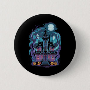 House Halloween Artworks Siylvania Mansion Button
