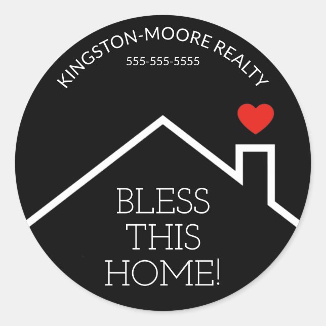 House Heart Custom Realtor Business Runder Aufkleber (Vorderseite)