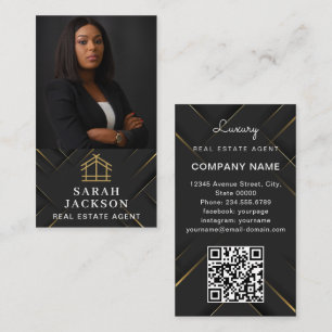 House Logo Real Anwesen Black & Gold Realtor Foto Visitenkarte