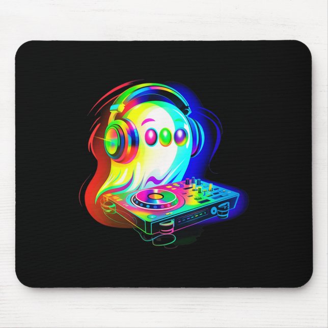 House Music Ghost Dj Optical Illusion Edm Hallowee Mousepad (Vorne)