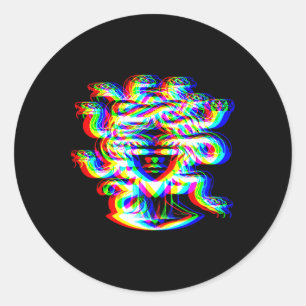 House Music Medusa Dj optische Illusion Edm Hallow Runder Aufkleber
