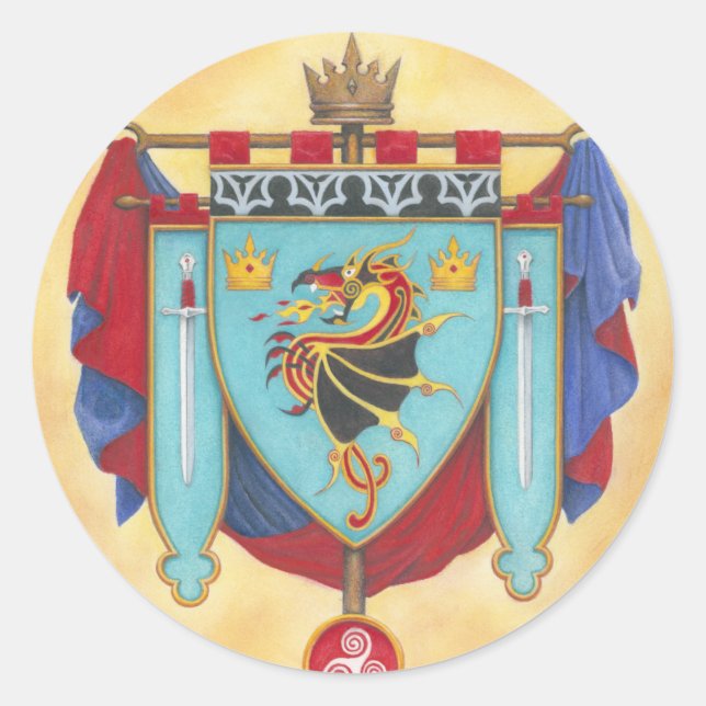 House of Pendragon Banner Runder Aufkleber (Vorderseite)