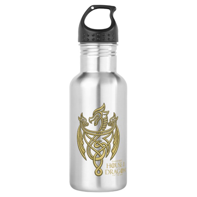 HOUSE OF THE DRAGON Golden Filigree Dragon Crest Edelstahlflasche (Vorderseite)