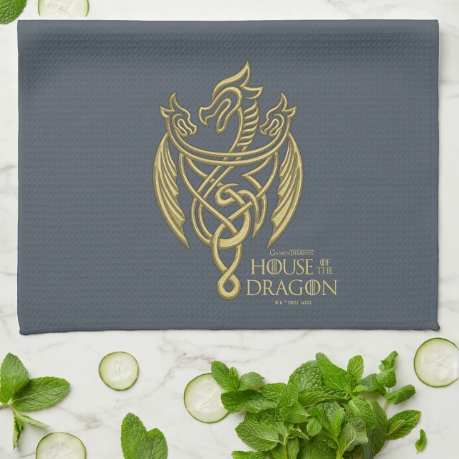 HOUSE OF THE DRAGON Golden Filigree Dragon Crest Geschirrtuch (Gefaltet)
