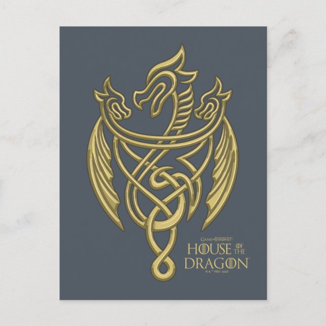 HOUSE OF THE DRAGON Golden Filigree Dragon Crest Postkarte (Vorderseite)