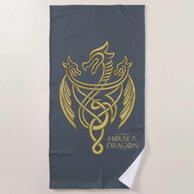 HOUSE OF THE DRAGON Golden Filigree Dragon Crest Strandtuch (Vorderseite)