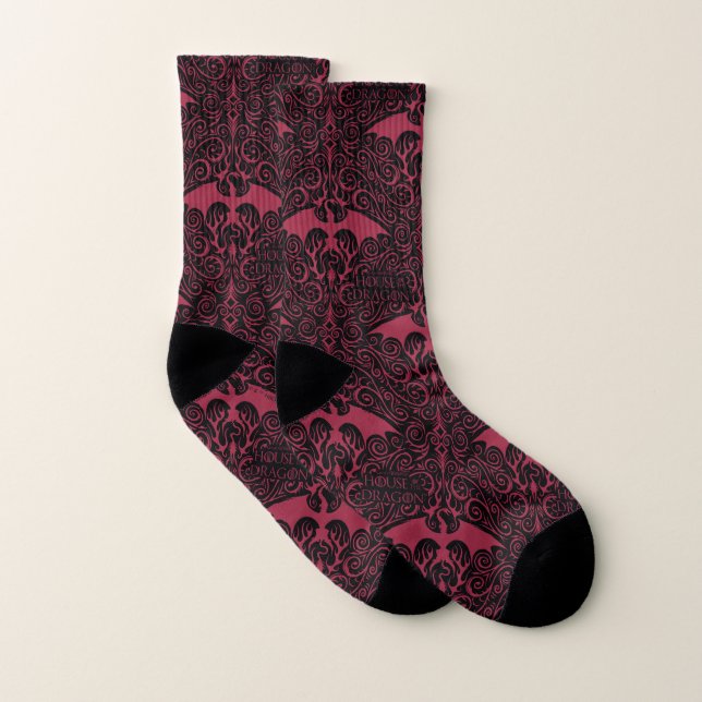 HOUSE OF THE DRAGON Red Dragon Filigree Pattern Socken (Paar)