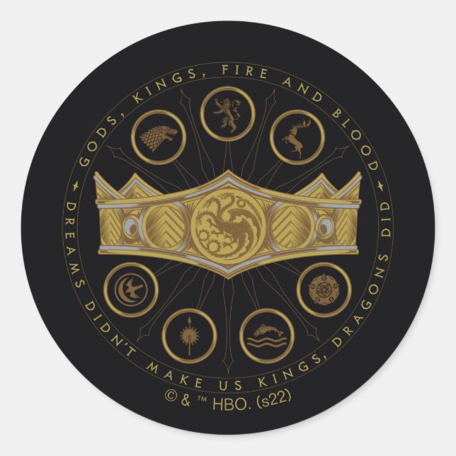 HOUSE OF THE DRAGON Seven Kingdoms Crown Graphic Runder Aufkleber (Vorderseite)