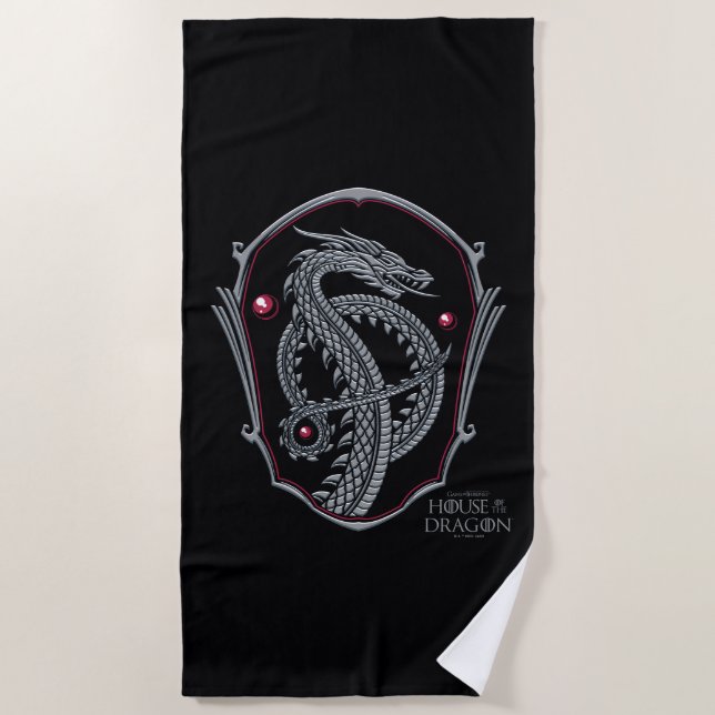 HOUSE OF THE DRAGON Silver Dragon Crest Strandtuch (Vorderseite)