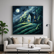 House on Moonlit Hill - Impressionismus