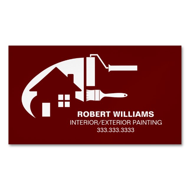 House Painter Beruflich Burgundy Magnetische Visitenkarte (Vorderseite)
