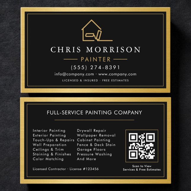 House Painter Gold Metal Painting QR Code Visitenkarte (Von Creator hochgeladen)