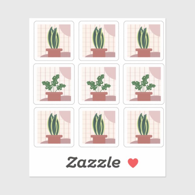 House Pflanze Frames Bohemisch Aufkleber (Blatt)