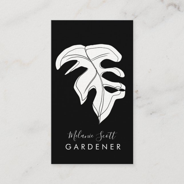 House Pflanze Gardener Monstera Schwarz-weiß Visitenkarte (Vorderseite)