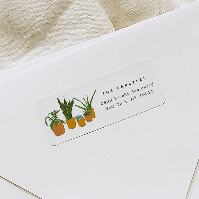 House Plants Have Moved Illustrated Return Address (House Plants Have Moved Illustrated Return Address Label)