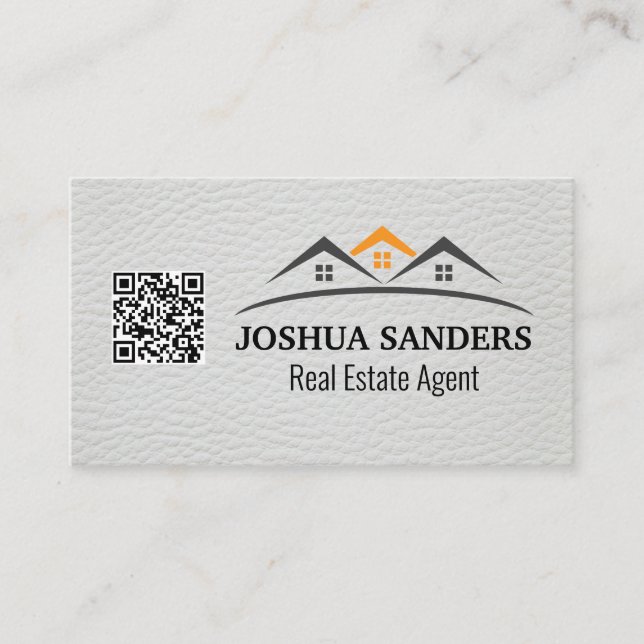 House Real Anwesen Roofs | Weißleder | QR-Code Visitenkarte (Vorderseite)