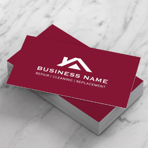 House Roof Logo Real Anwesen Realtor Burgundy Red Visitenkarte