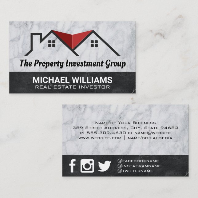 House Roofs | Real-Anwesen-Logo Visitenkarte (Vorne/Hinten)