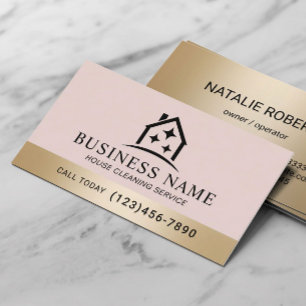 House Sparkles Logo Blush Rosa Reinigungsdienst Visitenkarte