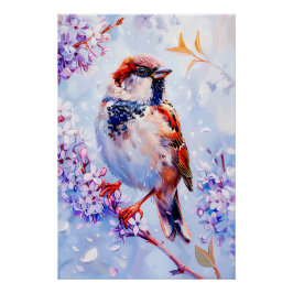 House Sparrow auf einer Zweigniederlassung Impress Poster