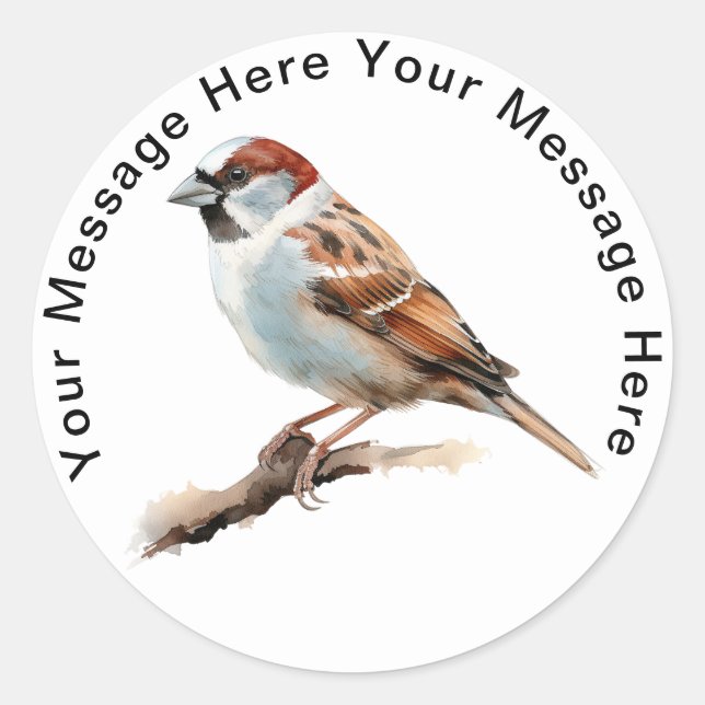 House Sparrow Runder Aufkleber (Vorderseite)