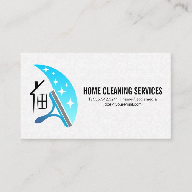 House Squeegee Sparkle-Logo | Reinigungsmittel Visitenkarte (Vorderseite)