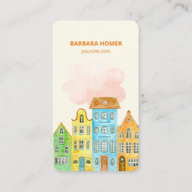 House Watercolor Real Anwesen Agent Visitenkarte (Vorderseite)