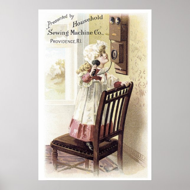 Household Sewing Machine Girl on Phone Poster (Vorne)