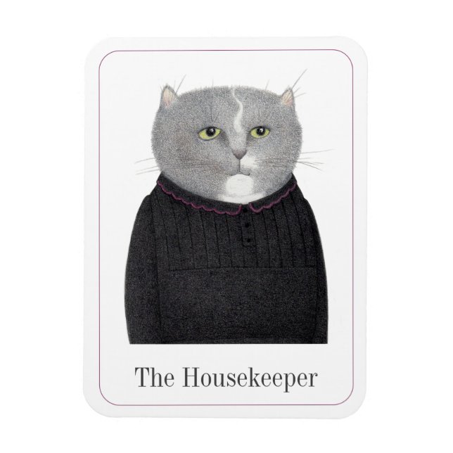 HOUSEKEEPER CAT 3x4 Flexible Magnet + Text II (Vertikal)