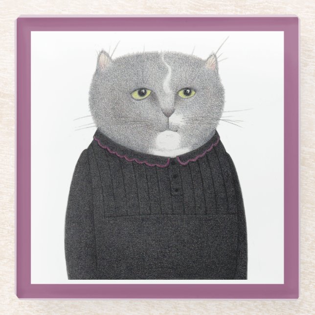 HOUSEKEEPER CAT Glass Drink Untersetzer (Vorderseite)