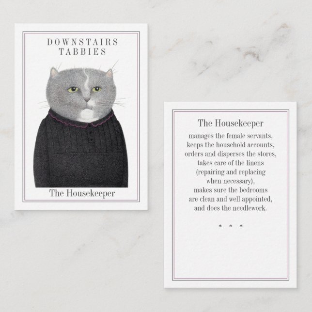 HOUSEKEEPER CAT Trading Card Mitteilungskarte (Vorne/Hinten)