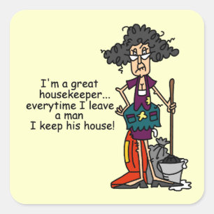 Housekeeper-Spaß Quadratischer Aufkleber