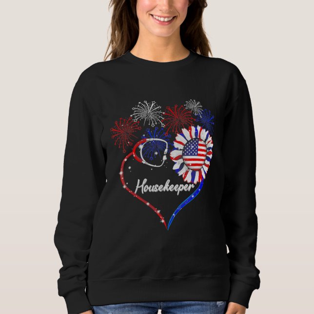 Housekeeper Stethoscope Firework Sunflower America Sweatshirt (Vorderseite)