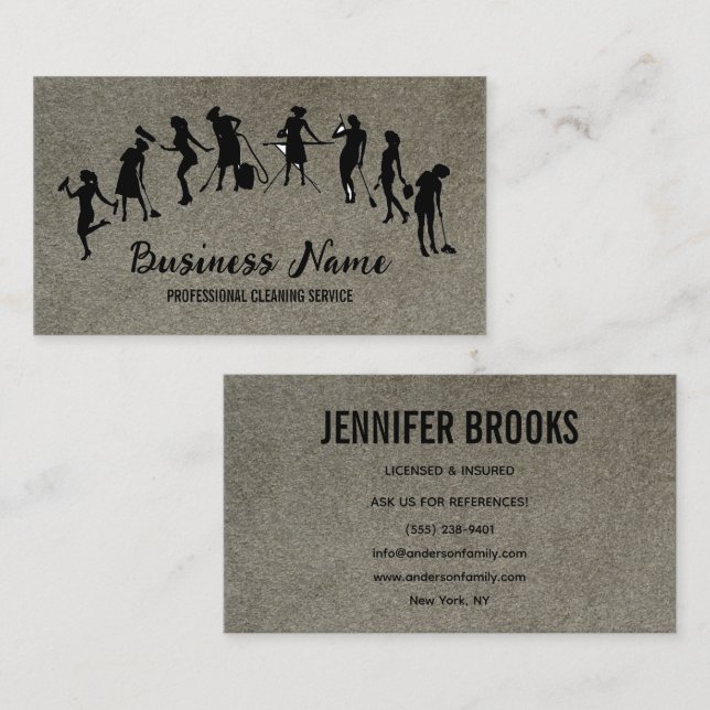 Housekeeping Maid Service Cleaning Professional Visitenkarte (Vorne/Hinten)