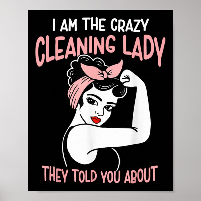 Housekeeping Retro Frau Funny Im Crazy Cleani Poster (Vorne)