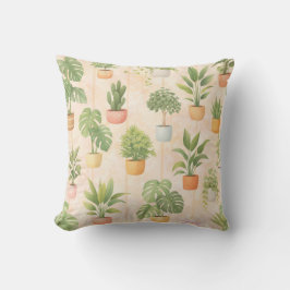 houseplant pattern with potted indoor kissen