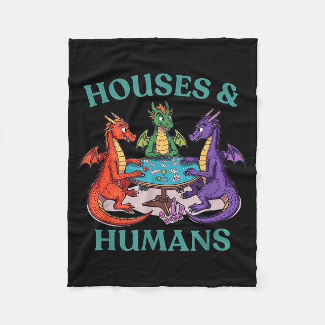 Houses And Humans Dragon Tabletop Rpg Fantasy Paro Fleecedecke (Vorderseite)