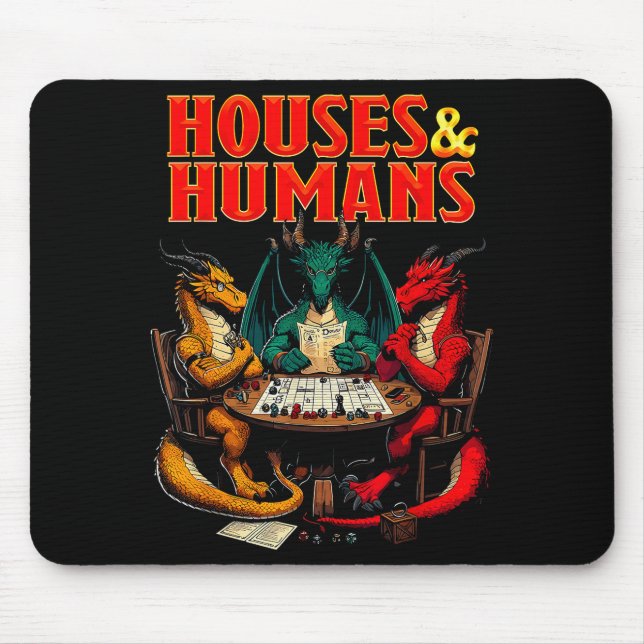 Houses And Humans Funny Tabletop Rpg Dice Game Par Mousepad (Vorne)