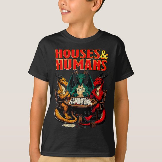 Houses And Humans Funny Tabletop Rpg Dice Game Par T-Shirt (Vorderseite)